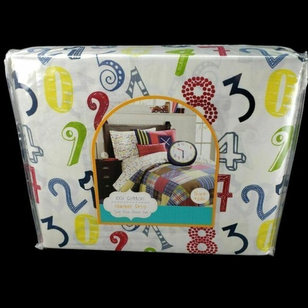 Twin Size Sheet Set Numbers Drop 3‎ Pieces Cotton Boys and Girls Colorful New